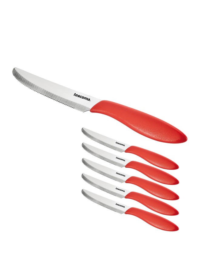 Tescoma Table Knife 12 Cm 6 Piece Red Presto - Image 1